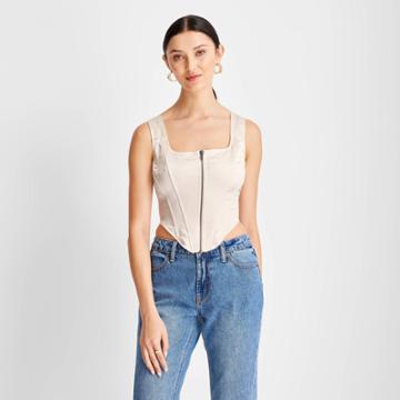 Women's Zip-front Bustier - Future Collective With Kahlana Barfield Brown Cream