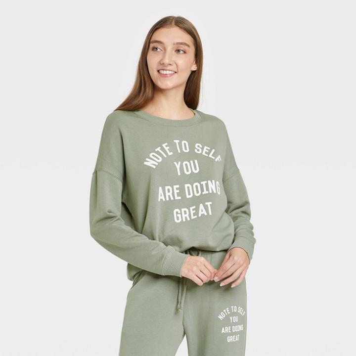 Zoe+liv Women's Note To Self Graphic Sweatshirt - Green