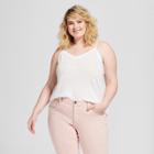 Women's Plus Size Cross Back Tank Top - Universal Thread White