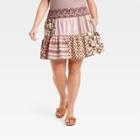 Women's Plus Size High-rise Tiered Mini A-line Skirt - Universal Thread Patchwork