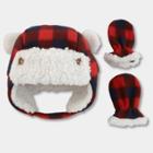 Baby Boys' Plaid Trapper Hat And Mitten Set - Cat & Jack Red