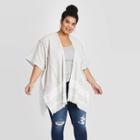 Women's Woven Striped Plus Kimono - Universal Thread Gray One Size, Women's, White