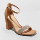 Women's Ema Wide Width Microsuede High Block Heeled Pumps - A New Day Tan