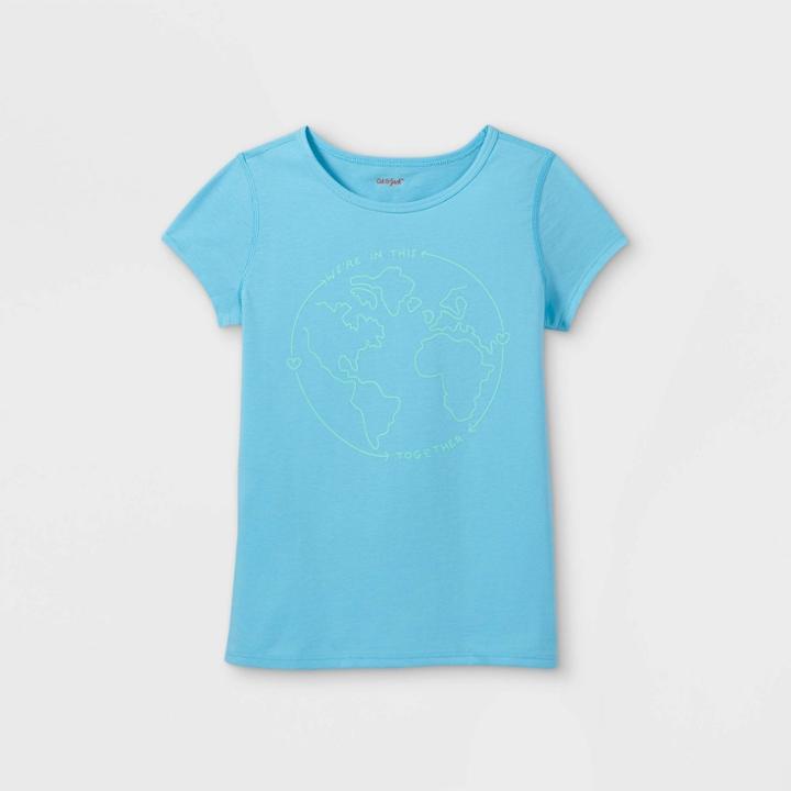 Girls' Adaptive Earth Graphic T-shirt - Cat & Jack Teal