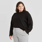 Women's Plus Size Slouchy Crewneck Pullover Sweater - A New Day Black