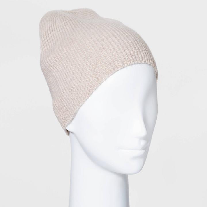 Women's Cashmere Beanie - A New Day Oatmeal Heather, Brown