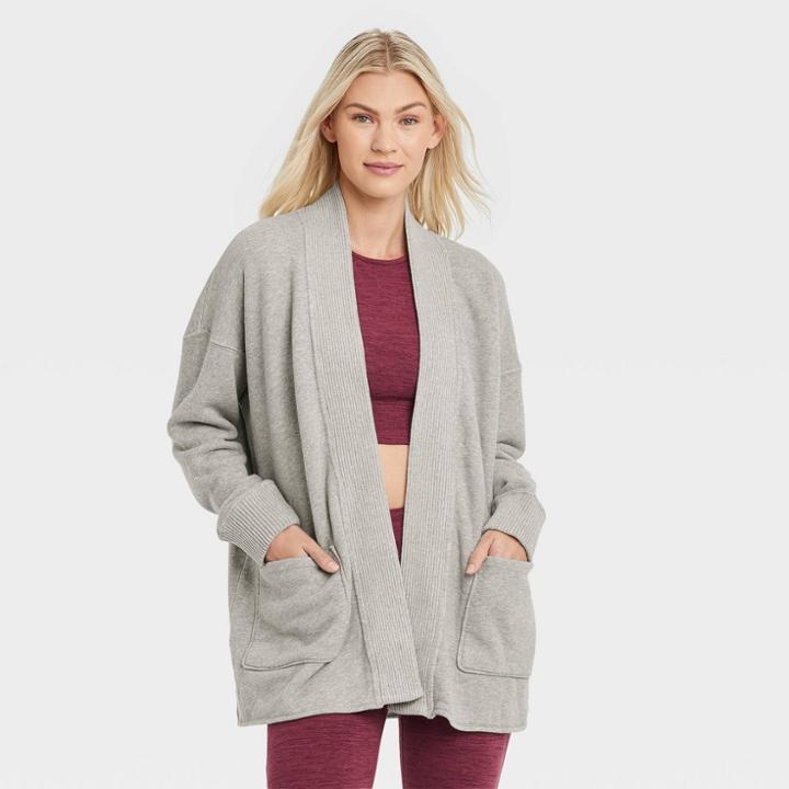 Women's French Terry Cardigan - Joylab Heathered Gray