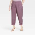 Women's Plus Size High-rise Pleat Front Tapered Chino Pants - A New Day Purple