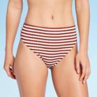 Women's Ribbed Hipster Bikini Bottom - Sunn Lab Swim Rust Xs, Women's, Red White