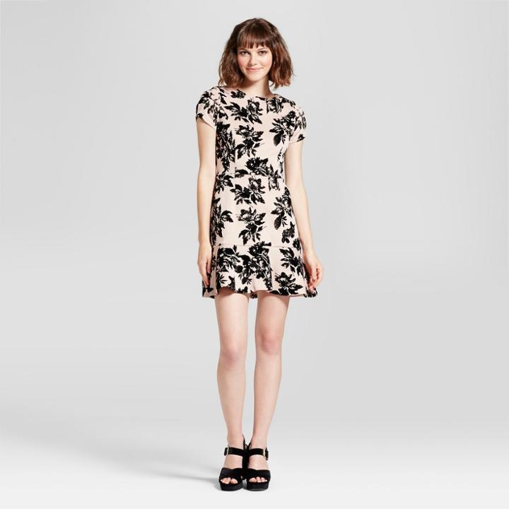 Women's Embossed Velvet Dress - Necessary Objects Pink/black