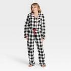 Women's Holiday Buffalo Check Plaid Flannel Matching Family Pajama Set - Wondershop White