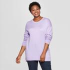 Women's Plus Size Crew Neck Long Sleeve Pullover - Ava & Viv Lilac (purple)