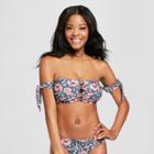 Women's Strappy Off The Shoulder Bandeau Bikini Top - Xhilaration Dusty Blue D/dd Cup