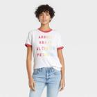 Doe. Women's Arriba Abajo Ringer Short Sleeve Graphic T-shirt - White
