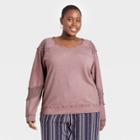 Women's Plus Size Trim Details Novelty Sweatshirt - Knox Rose Purple