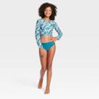 Girls' 3pc Miami Tropics With Front Twist Rash Guard Swimwear Set - Art Class