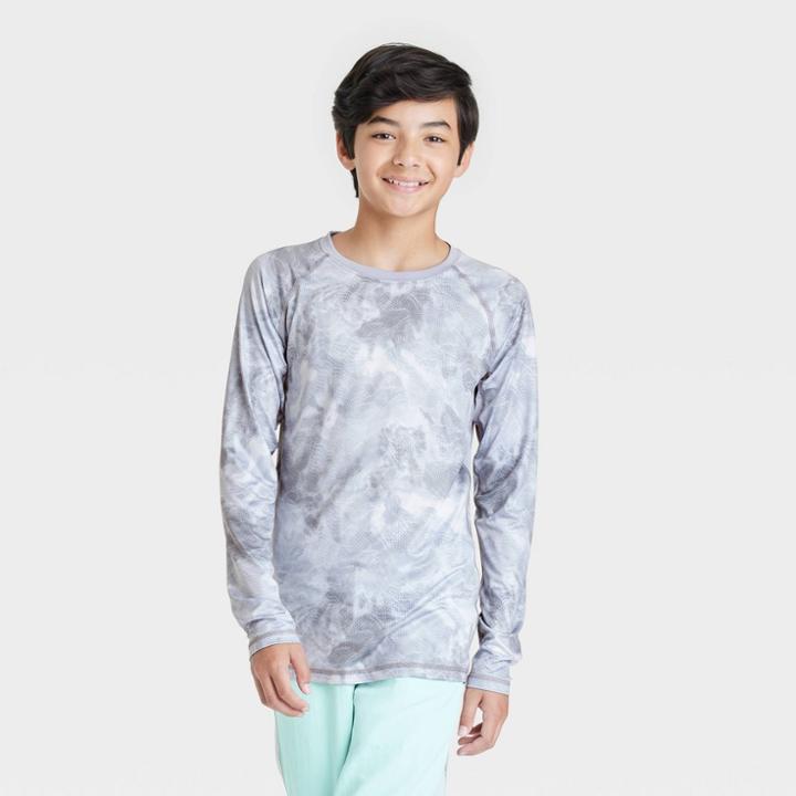 Boys' Long Sleeve Fitted Performance Crewneck T-shirt - All In Motion Gray