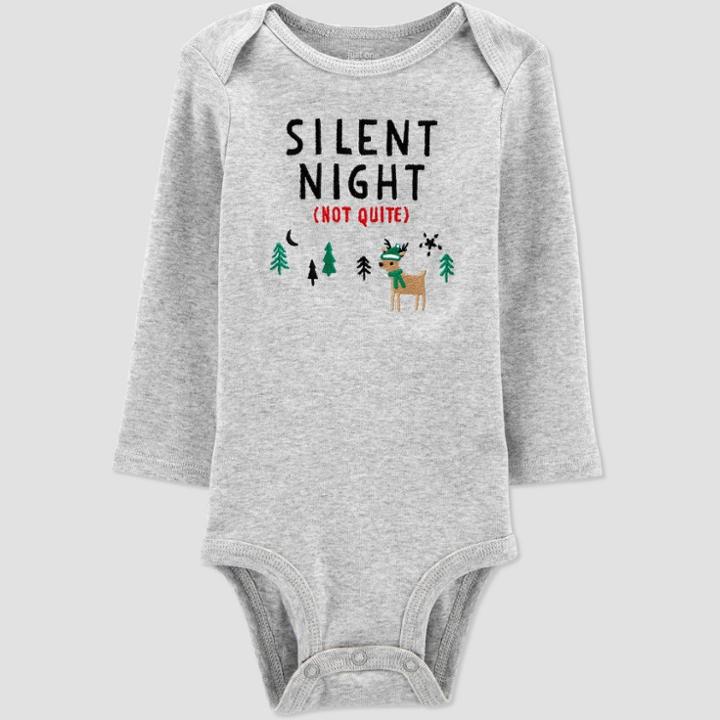 Baby Christmas 'silent Night' Bodysuit - Just One You Made By Carter's Gray Newborn