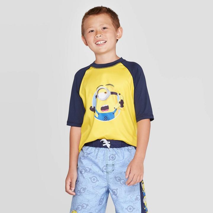 Universal Boys' Minions Rash Guard - Yellow/blue Xs, Boy's,