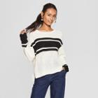 Women's Long Sleeve Colorblock Pullover Sweater - 3hearts (juniors') Ivory