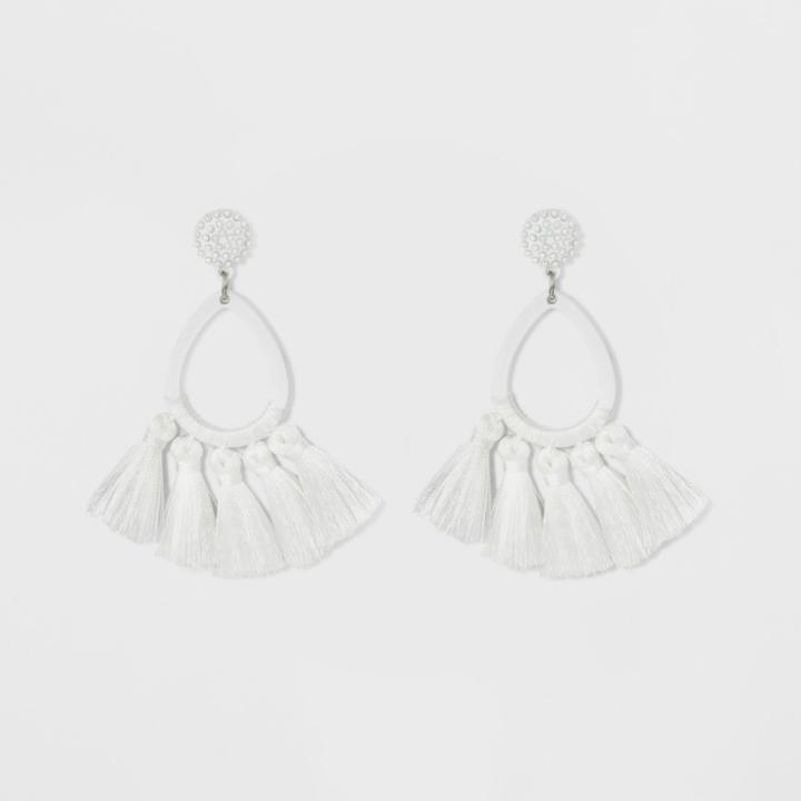 Sugarfix By Baublebar Tassel Fringe Hoop Earrings - Off White, Girl's