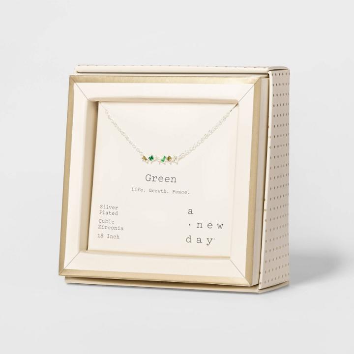Sterling Plated Multi Green Necklace - A New Day Green, Women's,