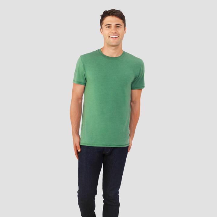 Fruit Of The Loom Select Men's Everlight Short Sleeve T-shirt - Green Heather