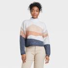Women's Mock Turtleneck Trek Pullover Sweater - Universal Thread Navy Geometric Xs, Blue Geometric