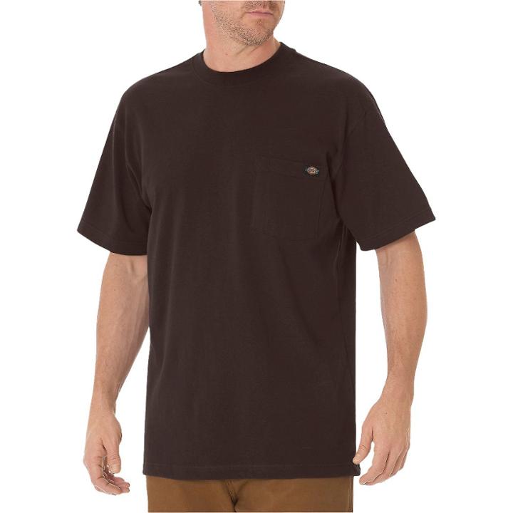 Dickies Men's Big & Tall Cotton Heavyweight Short Sleeve Pocket T-shirt- Chocolate Brown