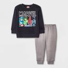 Toddler Boys' Marvel Black Panther Solid Top And Bottom Set - Black