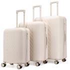 Badgley Mischka Diamond Expandable Hardside Checked 3pc Luggage Set - Champagne, Beige