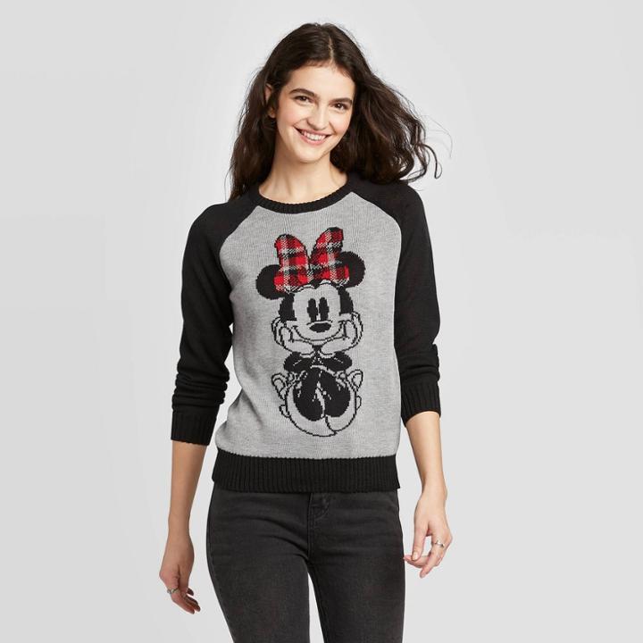 Women's Disney Minnie Mouse Pullover Sweater (juniors') - Gray