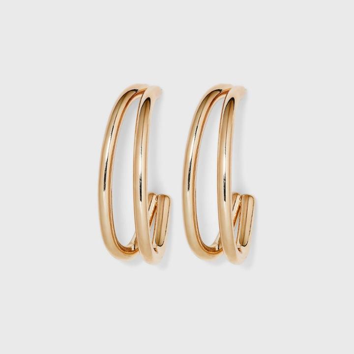 Open Tubular Oval Hoop Earrings - A New Day Gold