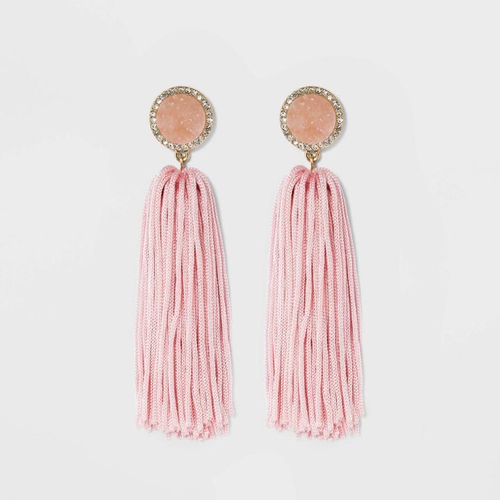 Sugarfix By Baublebar Druzy Studs Tassel Earrings - Blush, Women's