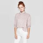 Women's Long Sleeve Mock Turtleneck Snit Sweatshirt - Universal Thread Blush