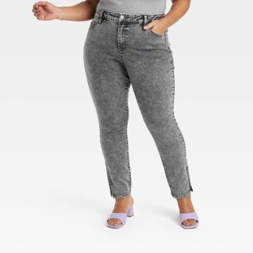 Women's High-rise Skinny Jeans - Ava & Viv Charcoal Gray