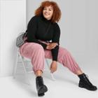 Women's Plus Size Long Sleeve Turtleneck Seamed Detail T-shirt - Wild Fable Black