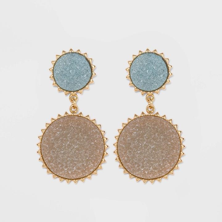 Sugarfix By Baublebar Two-tone Druzy Drop Earrings - Light Blue, Women's,