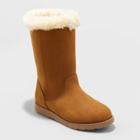 Girls' Nina Zipper Slip-on Shearling Style Winter Boots - Cat & Jack Cognac