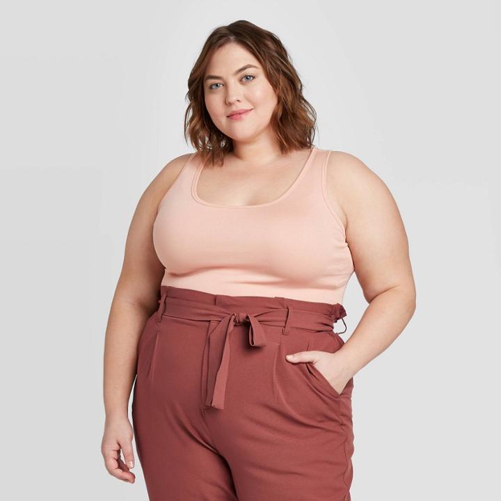 Women's Plus Size Scoop Neck Perfect Tank Top - Ava & Viv Pink 1x, Women's,