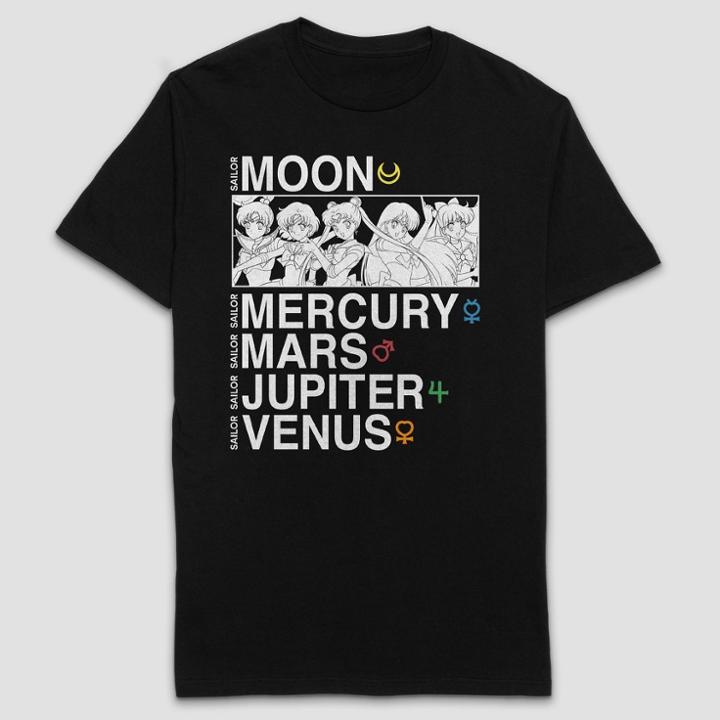Men's Sailor Moon Group Short Sleeve Graphic T-shirt - Black