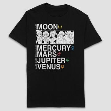 Men's Sailor Moon Group Short Sleeve Graphic T-shirt - Black