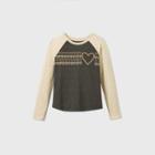 Girls' Hearts Long Sleeve Graphic Baseball T-shirt - Cat & Jack Black/cream Xs, Black/ivory