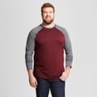 Men's Big & Tall Standard Fit Long Sleeve Baseball T-shirt - Goodfellow & Co Burgundy (red)