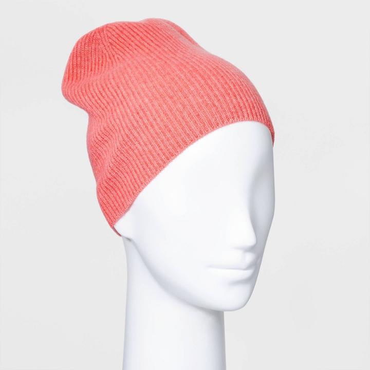 Women's Cashmere Beanie - A New Day Coral, Pink