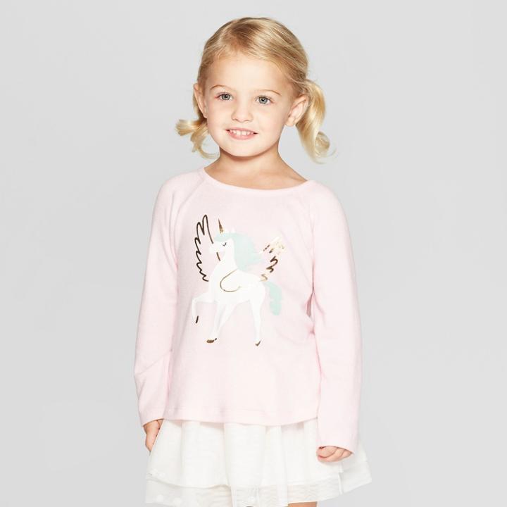 Toddler Girls' Long Sleeve Unicorn T-shirt - Cat & Jack Pink