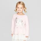 Toddler Girls' Long Sleeve Unicorn T-shirt - Cat & Jack Pink
