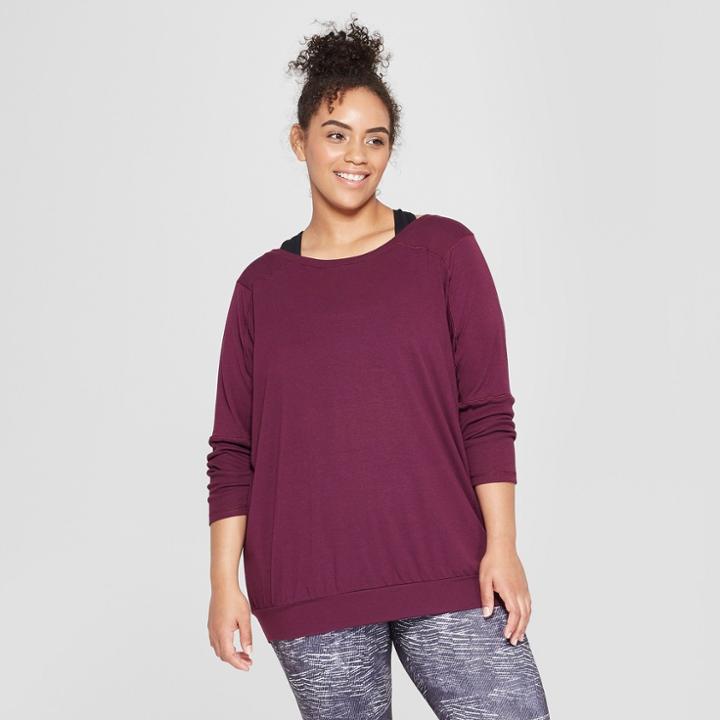 Women's Plus Size Loose Banded Bottom T-shirt - C9 Champion Dark Berry Purple