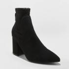 Women's Cornelia Microsuede Pointed Sock Bootie - A New Day Black