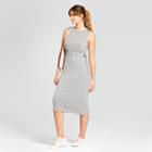 Women's Knit Tie Waist Dress - A New Day Heathered Gray